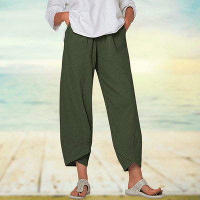 Women’s Wide Leg Trousers – Relaxed Fit – Breathable Blend – Pleated Front – Full Length