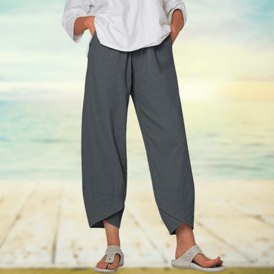 Women’s Wide Leg Trousers – Relaxed Fit – Breathable Blend – Pleated Front – Full Length