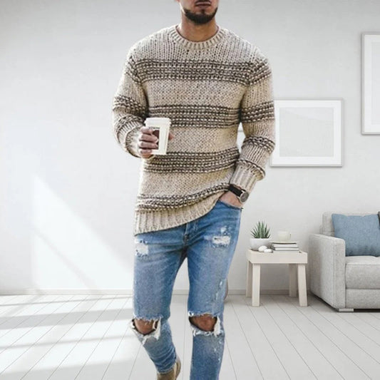 Men’s Sweater – Wool Knit – Relaxed Fit – Norwegian Pattern – Crew Neck Casual Wear