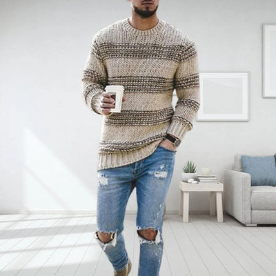 Men’s Sweater – Wool Knit – Relaxed Fit – Norwegian Pattern – Crew Neck Casual Wear