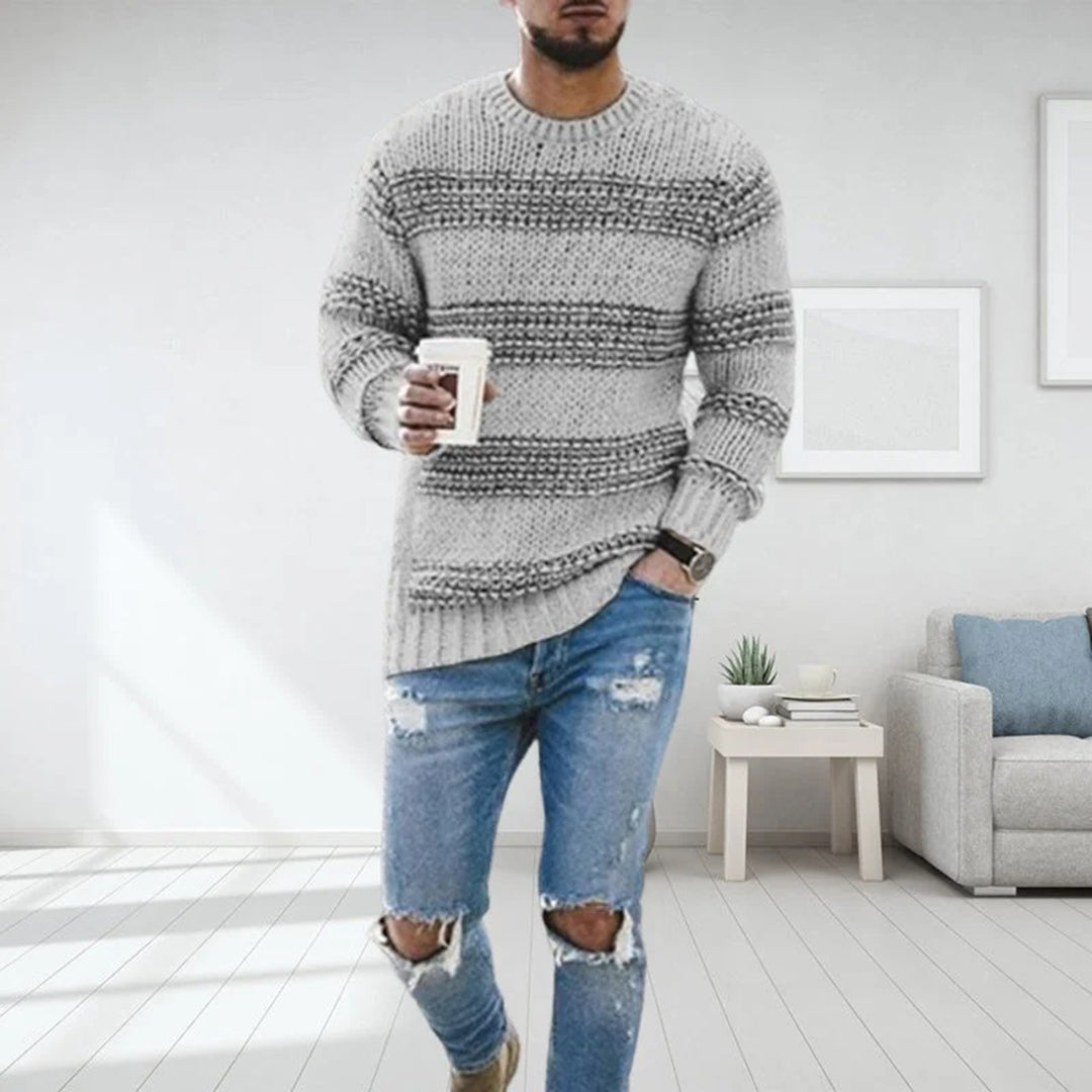 Men’s Sweater – Wool Knit – Relaxed Fit – Norwegian Pattern – Crew Neck Casual Wear