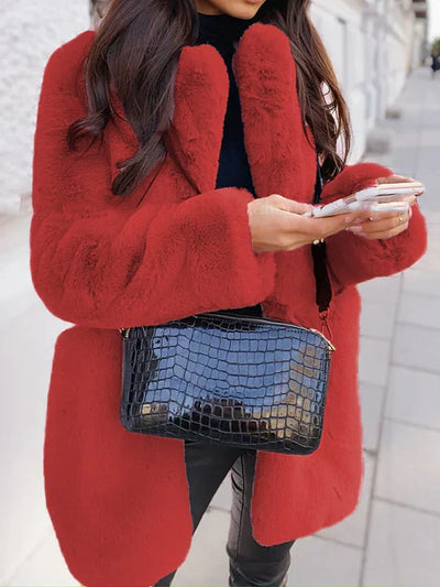 Women’s Teddy Coat – Oversized Fit – Plush Faux Fur – Mid-Length Minimalist Style