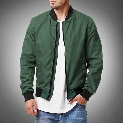 Men's sporty baseball jacket with standing collar and zipper