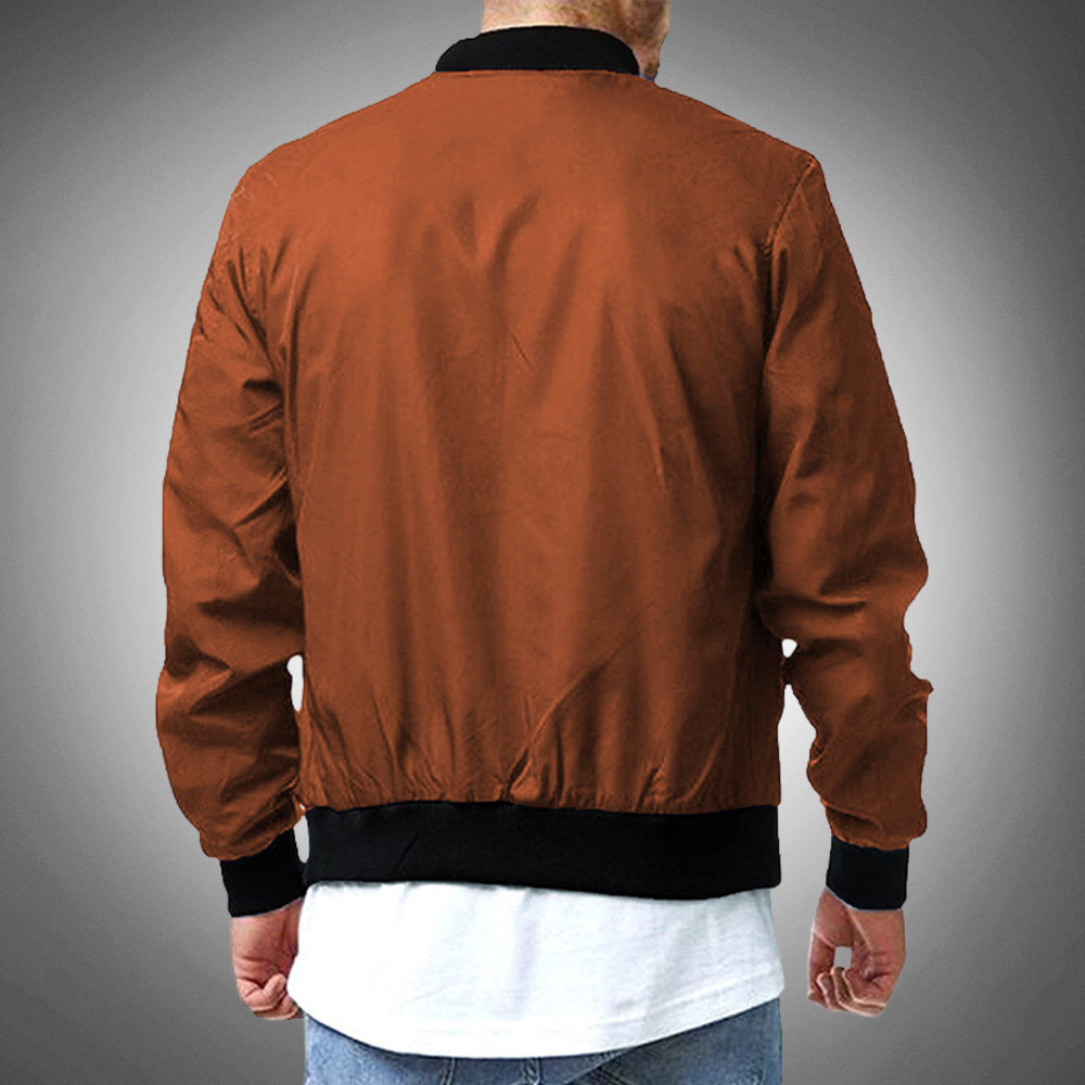 Men's sporty baseball jacket with standing collar and zipper