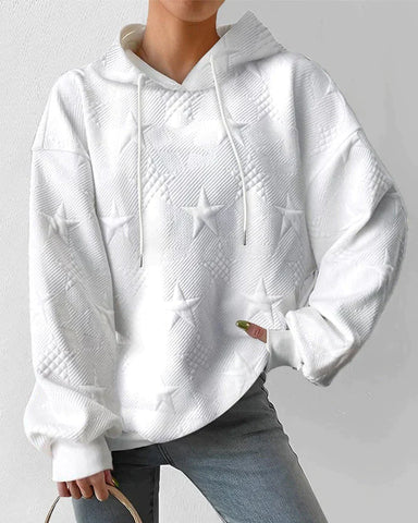 Women's white long sleeve sweater with hood