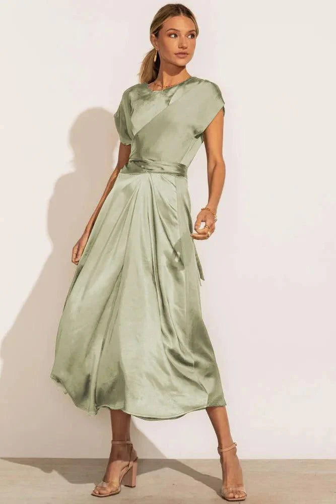 Elegant Satin Silk Evening Party Dress for Women