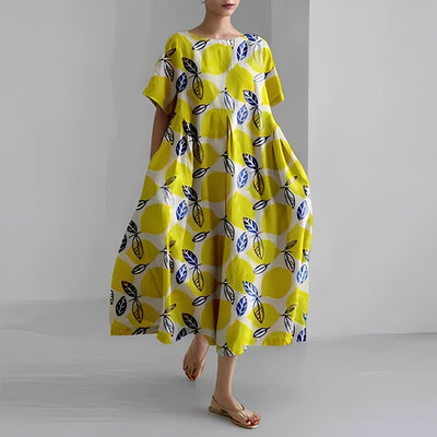 Women's Boho Floral Print Casual Loose Swing Dress