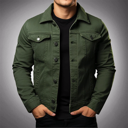 Men’s Denim Jacket – 100% Cotton – Button-Up – Classic Fit – Chest & Side Pockets