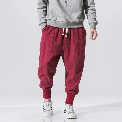 Men's loose-fit streetwear pants with elastic waistband