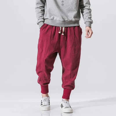Men's loose-fit streetwear pants with elastic waistband