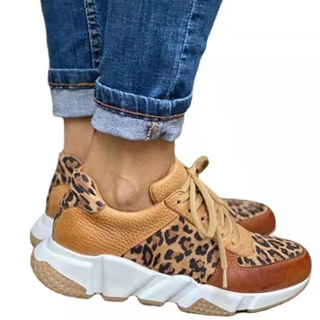 Women's Sneakers - Chunky Sole - Leopard Print - Stylish Casual Footwear