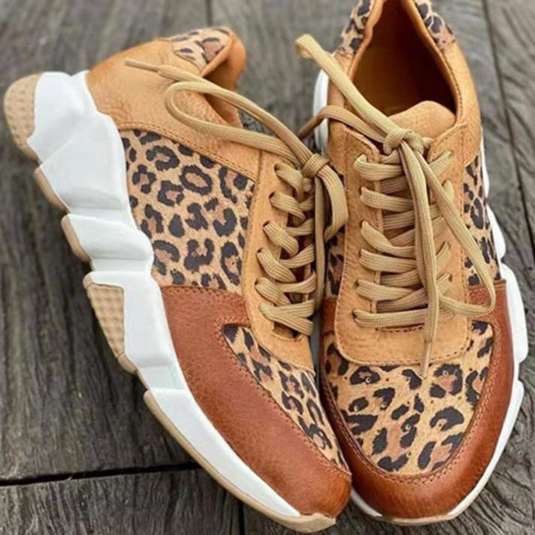 Women's Sneakers - Chunky Sole - Leopard Print - Stylish Casual Footwear