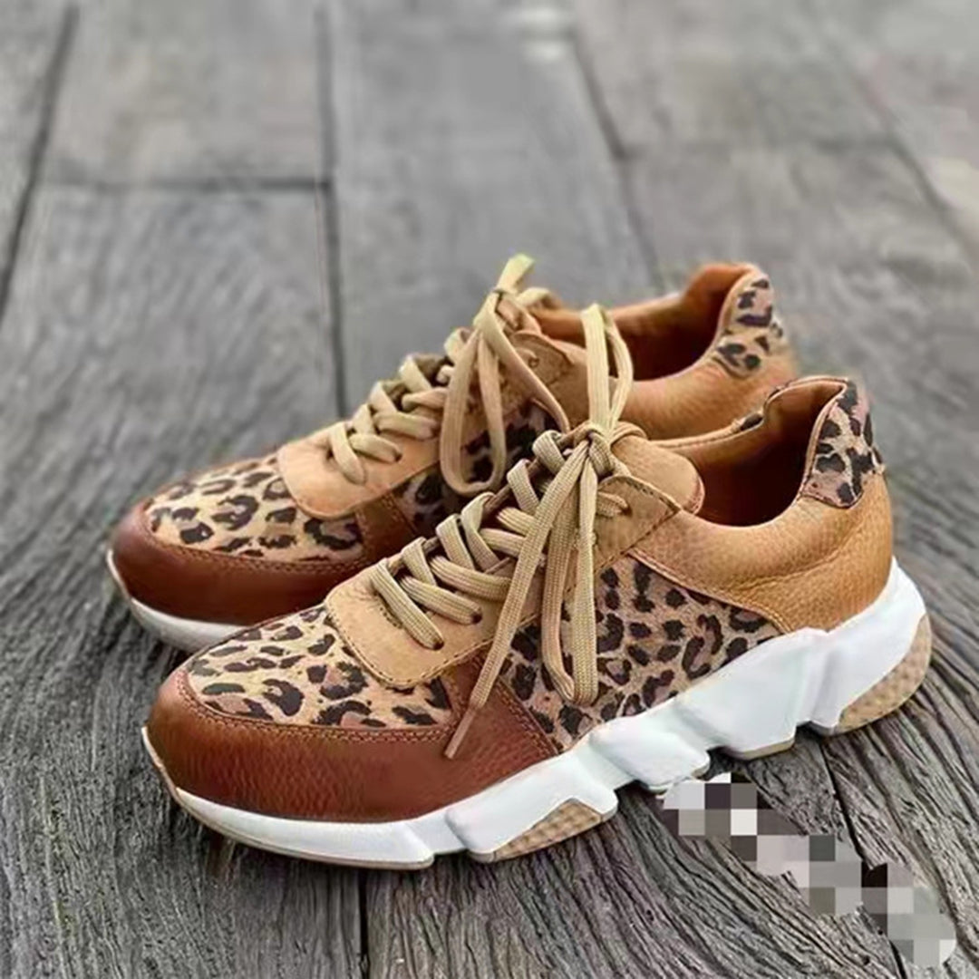 Women's Sneakers - Chunky Sole - Leopard Print - Stylish Casual Footwear