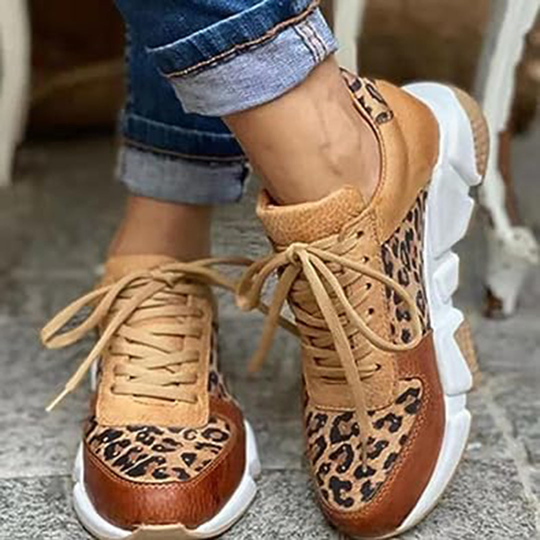 Women's Sneakers - Chunky Sole - Leopard Print - Stylish Casual Footwear