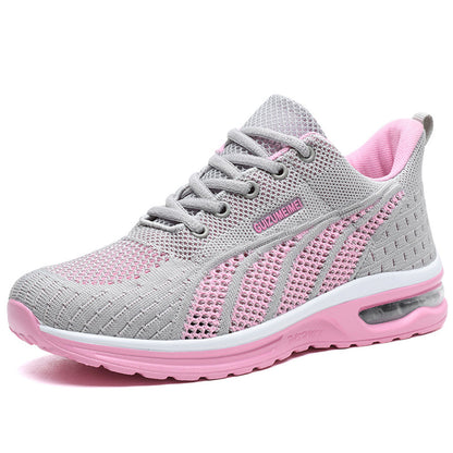 Women’s Sneakers - Breathable Mesh - Lace-Up - Cushioned Sole - Air Cushion Support