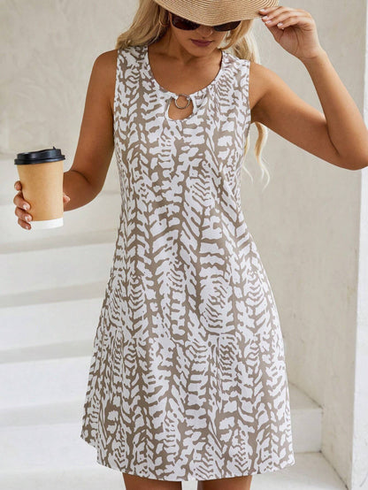 Printed Sleeveless Summer Mini Dress - Lightweight and Breathable Fabric