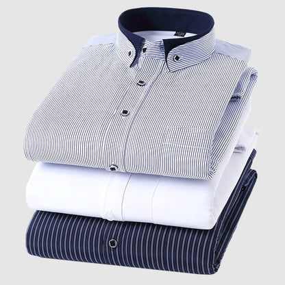 Men's long sleeve double layer velvet casual shirt