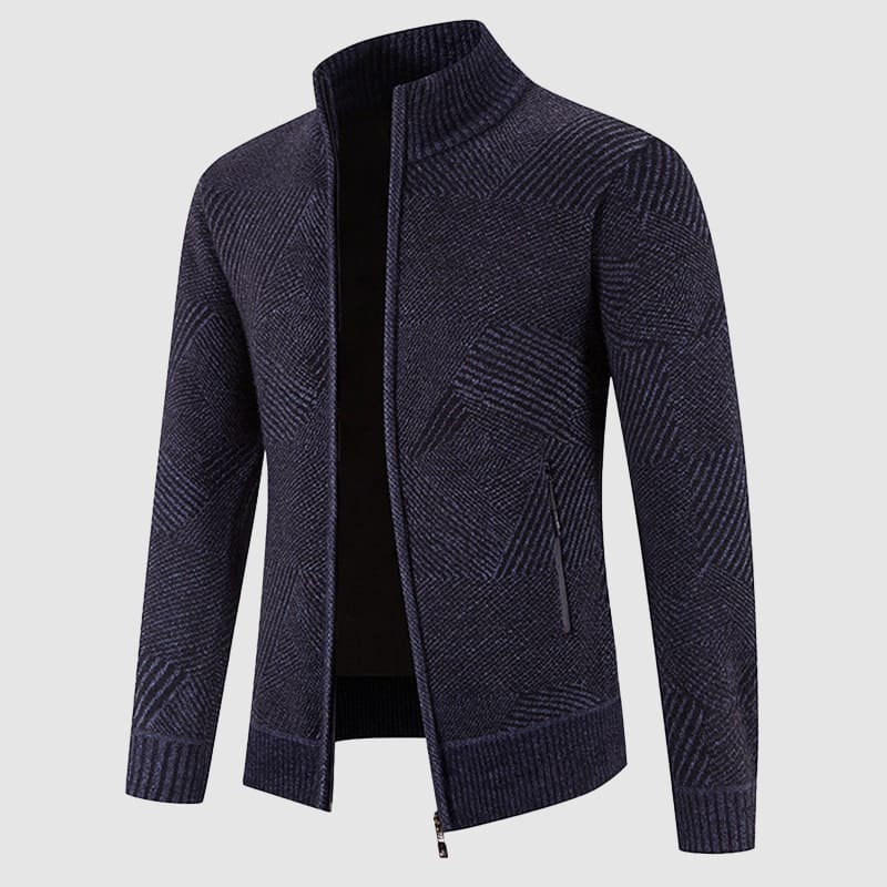 Men's geometric thick knit cardigan jacket