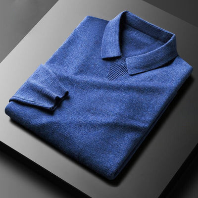 Men’s Sweater – Wool Cashmere Blend – Regular Fit – Classic Collar Ribbed Cuffs