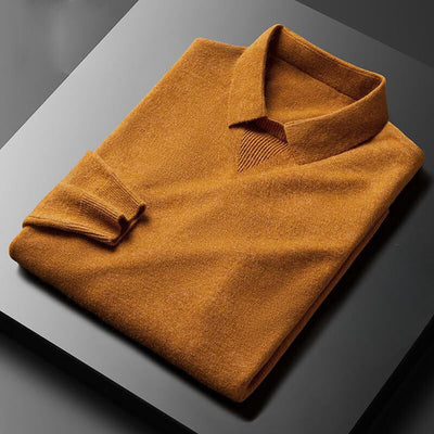 Men’s Sweater – Wool Cashmere Blend – Regular Fit – Classic Collar Ribbed Cuffs