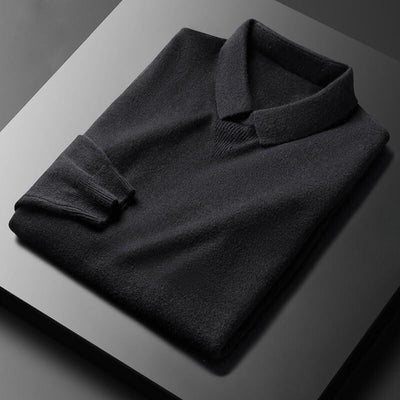 Men’s Sweater – Wool Cashmere Blend – Regular Fit – Classic Collar Ribbed Cuffs