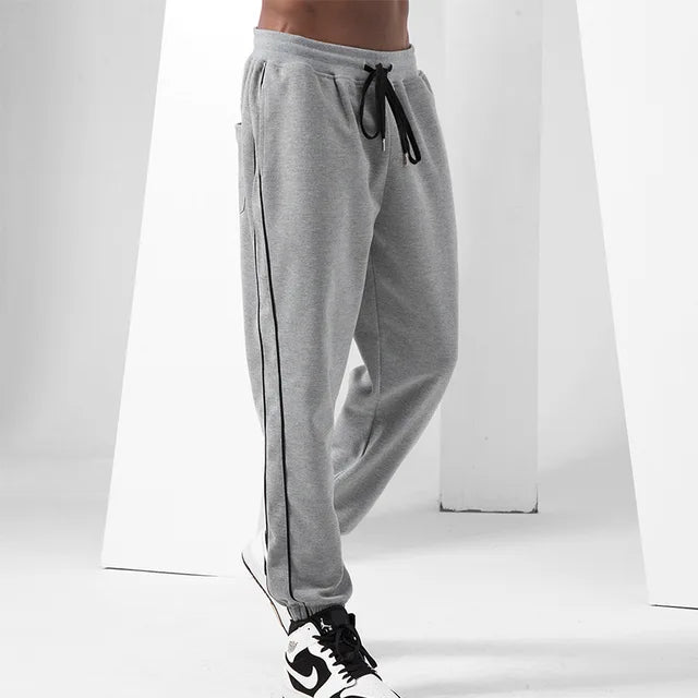 Men's casual long sports pants with elastic waist