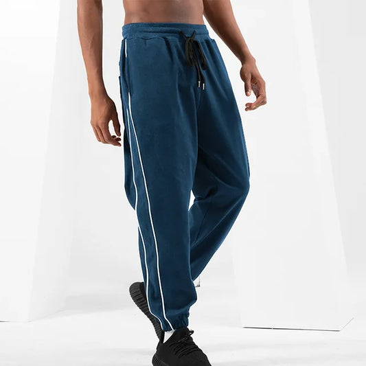 Men's casual long sports pants with elastic waist
