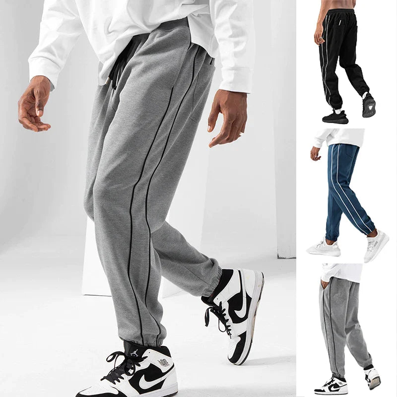 Men's casual long sports pants with elastic waist