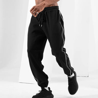 Men's casual long sports pants with elastic waist