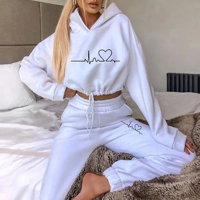 Women's Tracksuit - Cropped Hoodie & Joggers - High Waist - Relaxed Fit - Athleisure Wear