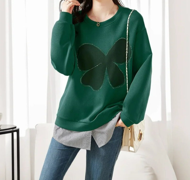 Women's cute round neck solid sweater