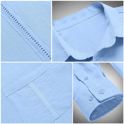 Men’s Long-Sleeve Button-Up Shirt - Classic Collar - Lightweight Breathable Casual Wear