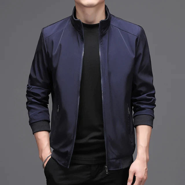 Men's basic solid zip bomber jacket