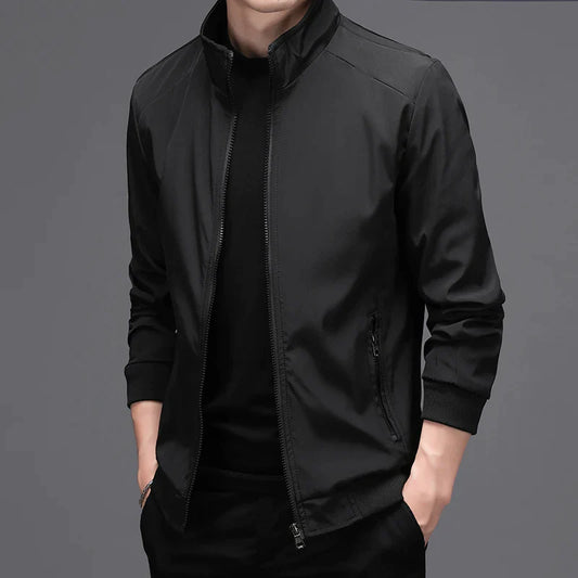 Men's basic solid zip bomber jacket