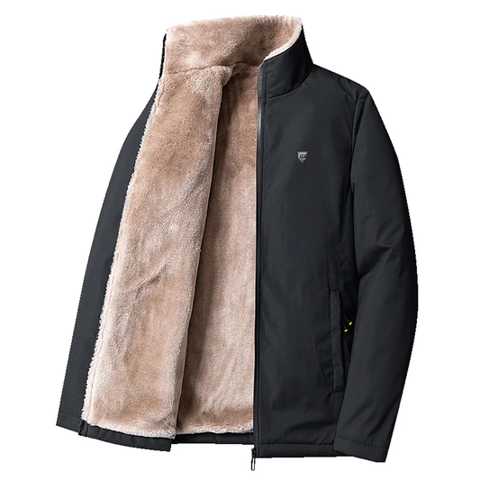 Men's standard collar winter coat with velvet lining