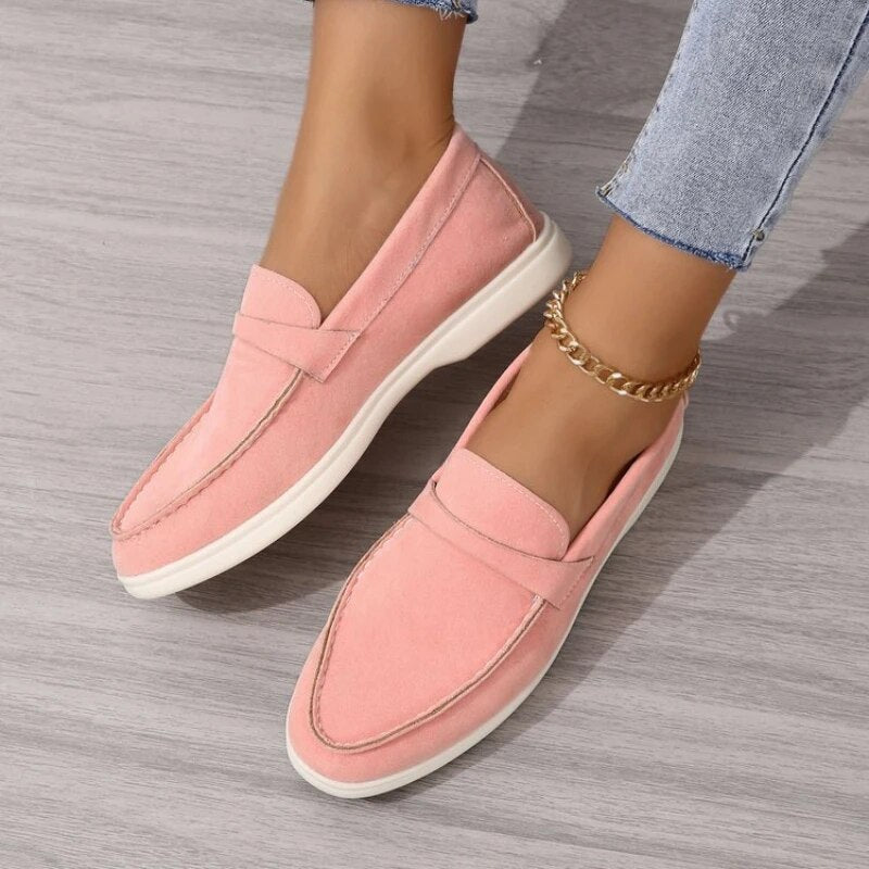 Women’s Slip-On Loafers – Suede Feel – Classic Fit – Cushioned Sole – Supportive