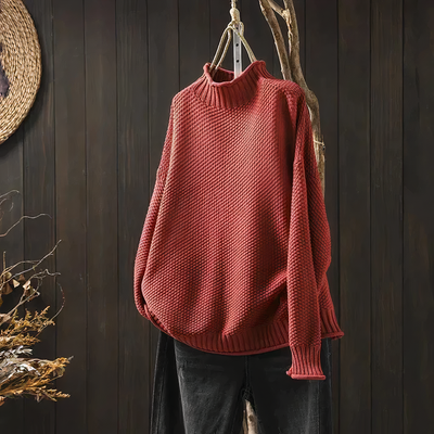 Women's vintage turtleneck long sleeve sweater