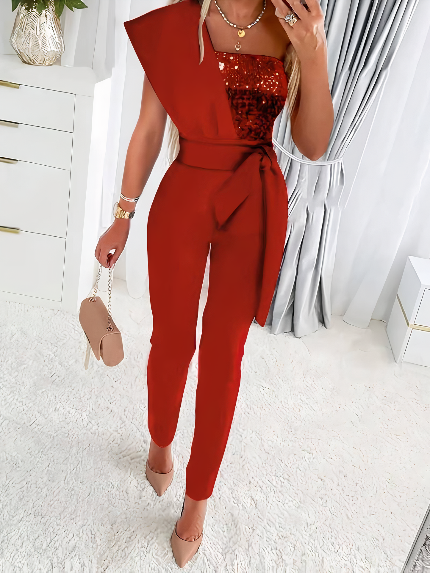 Women's bodycon jumpsuit with glitter