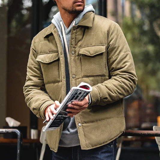 Men’s Quilted Jacket - Regular Fit - Button-Up Front - Warm & Durable with Chest Pockets