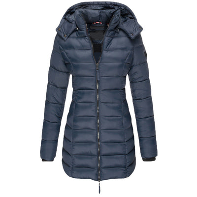 Women's fluffy insulated puffer jacket with removable hood