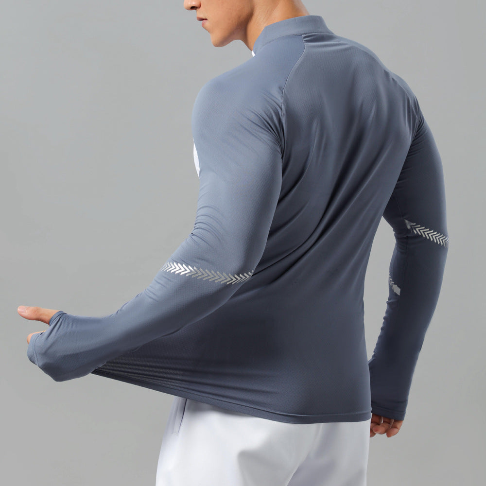 Men’s Compression Shirt - Long Sleeve - Half Zip - Athletic Fit - Thumbholes