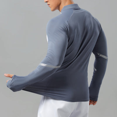 Men’s Compression Shirt - Long Sleeve - Half Zip - Athletic Fit - Thumbholes