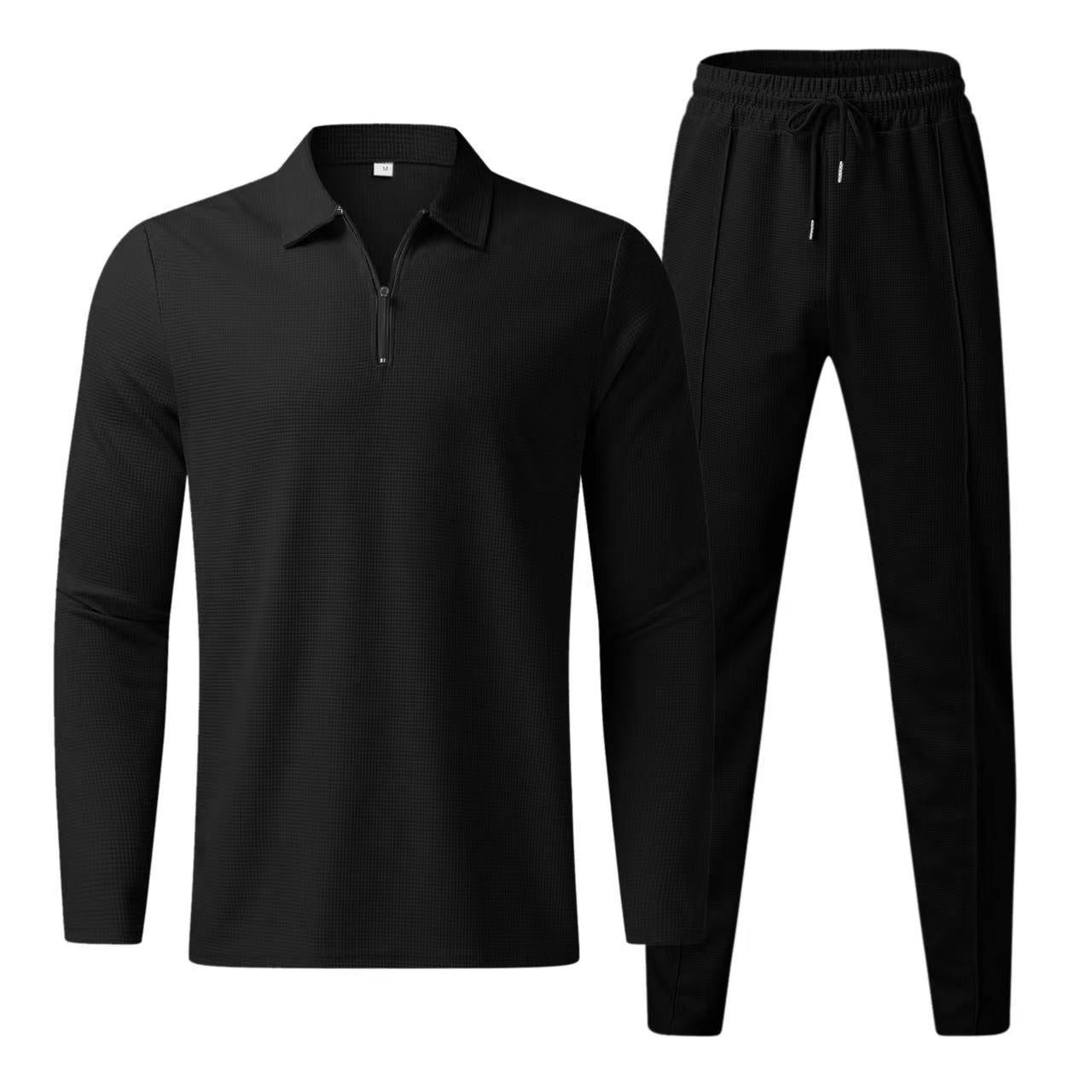 Men's long sleeve polo shirt and sweatpants set