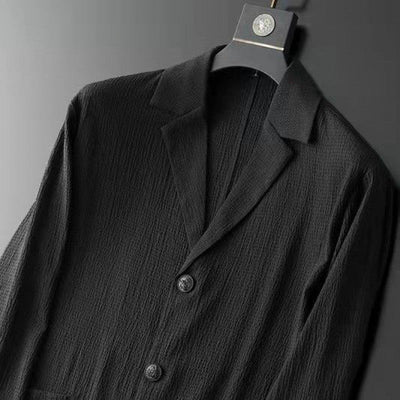 Men’s Casual Suit – Tailored Fit Blazer & Jogger Trousers – Textured Fabric – 3-Button Closure