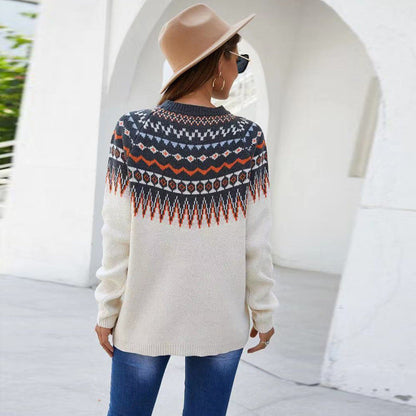 Womens knitted long-sleeve o-neck sweater