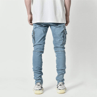 Men's stacked jeans with pocket detail