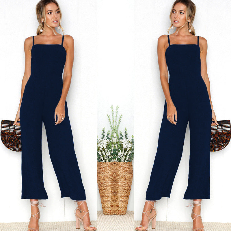 Women's sleeveless straight leg jumpsuit