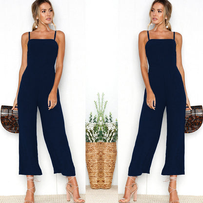 Women's sleeveless straight leg jumpsuit