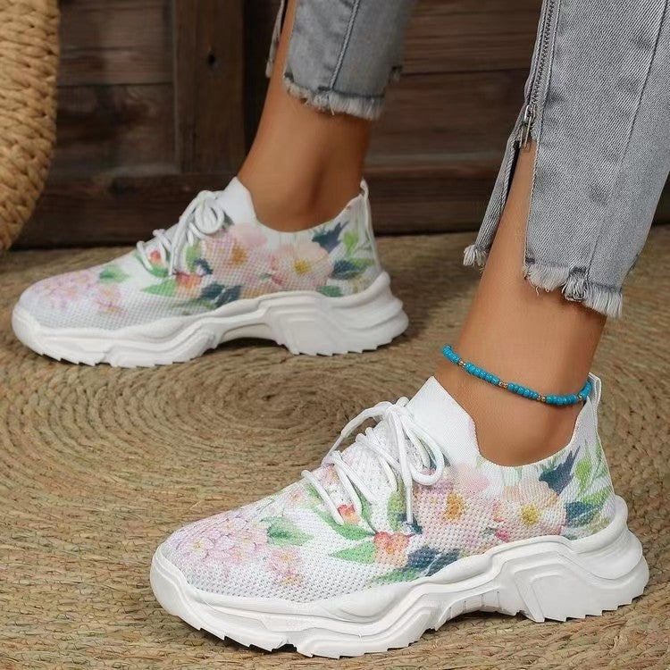 Nelia - lichtgewicht sneakers met bloemenprint van mesh