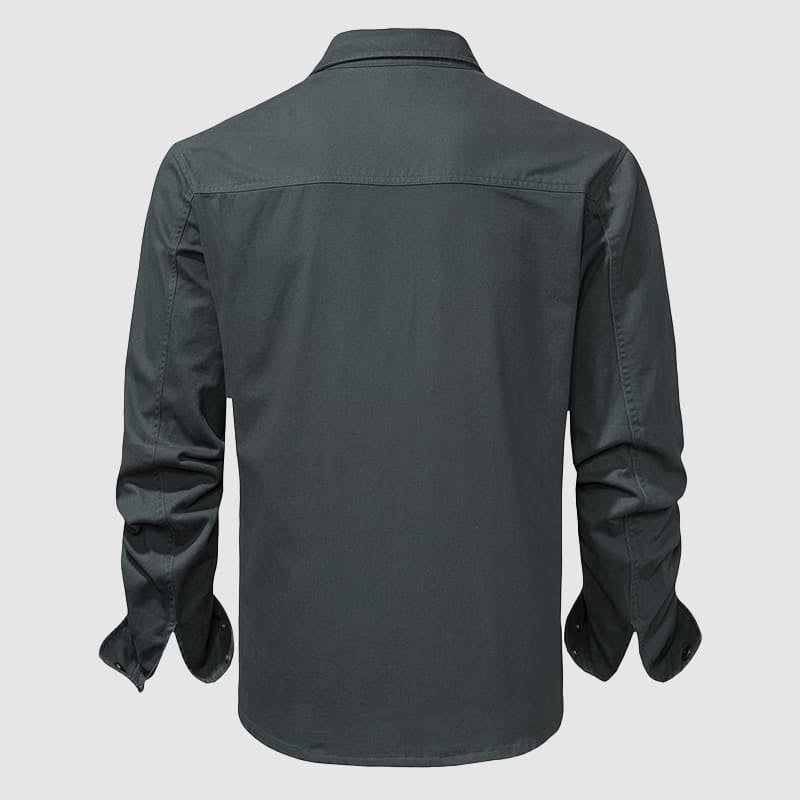 Men’s Button-Up Shirt - Long Sleeve - Classic Collar - Chest Pockets